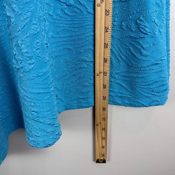 Ali Miles Top Women's S Aqua Textured Short Sleeve Lagenlook‎ Asymmetrical Tunic - Picture 8 of 8